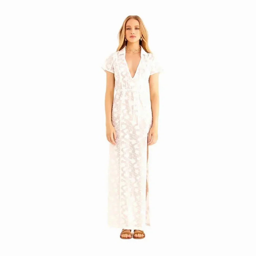 Rumer The Label Semi Sheer Billie Shirt Maxi Dress Cover Up size S NWT - Picture 2 of 12